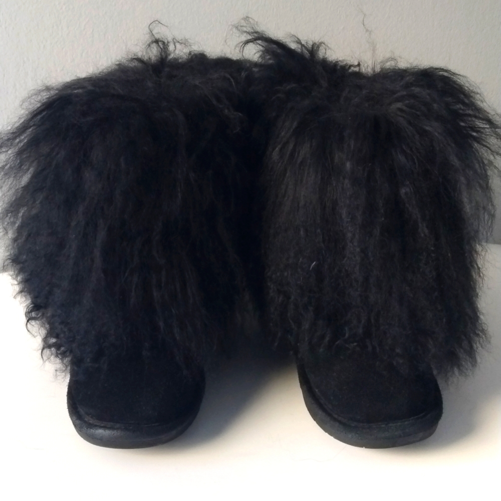 Bearpaw Boo Little Kids Black Shearling Boots Size 13